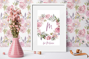 Mauve Rose Watercolor Floral Clipart