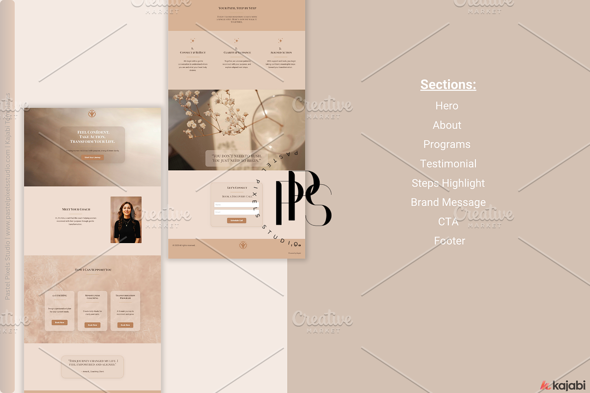 Life Coach Kajabi Page Template, a Landing Page Template by Pastel Pixels Studio (Photo 2 of 4)