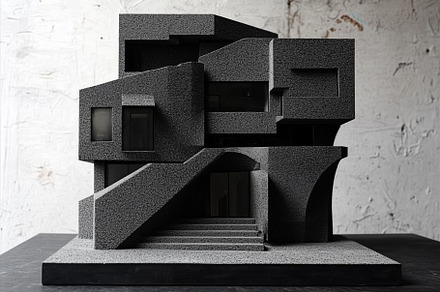 A modern architectural model showcasing a unique, abstract design with angular, an Architecture Photo by Textures & Backgrounds