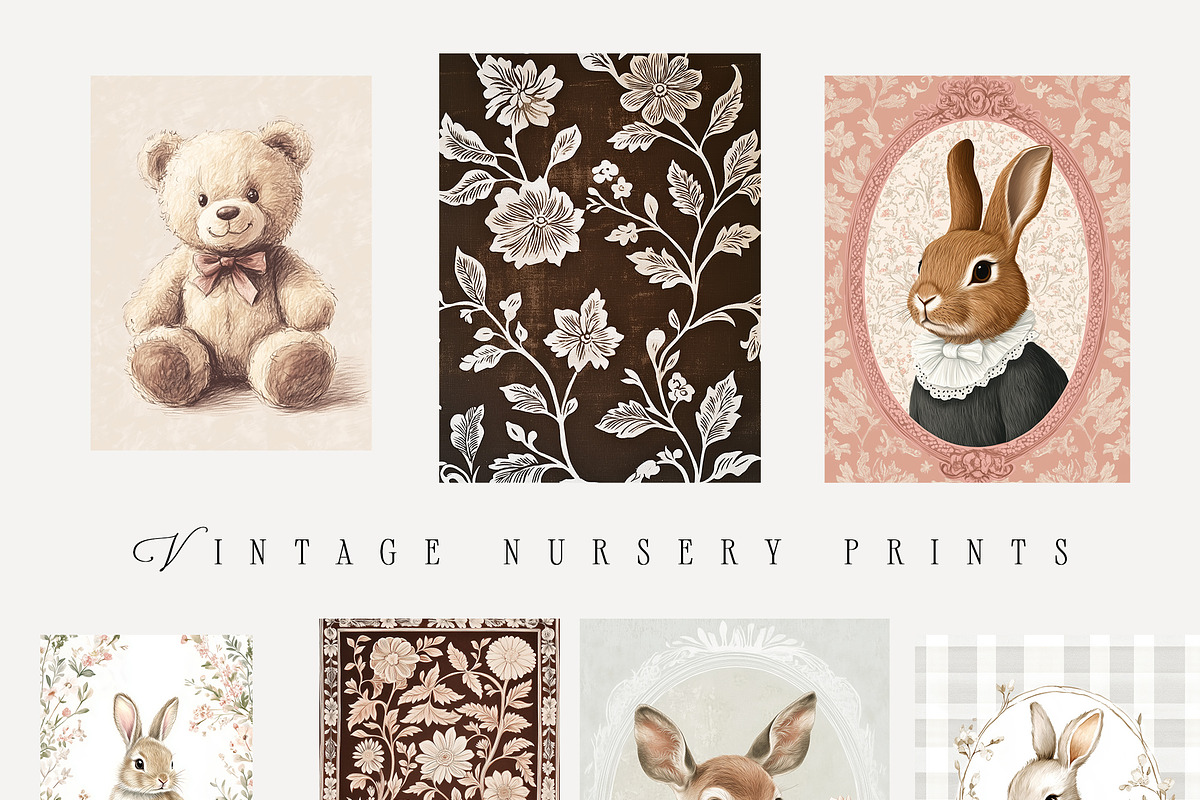 VINTAGE NURSERY PRINTS, a Background Graphic by Lana Elanor (Photo 5 of 9)