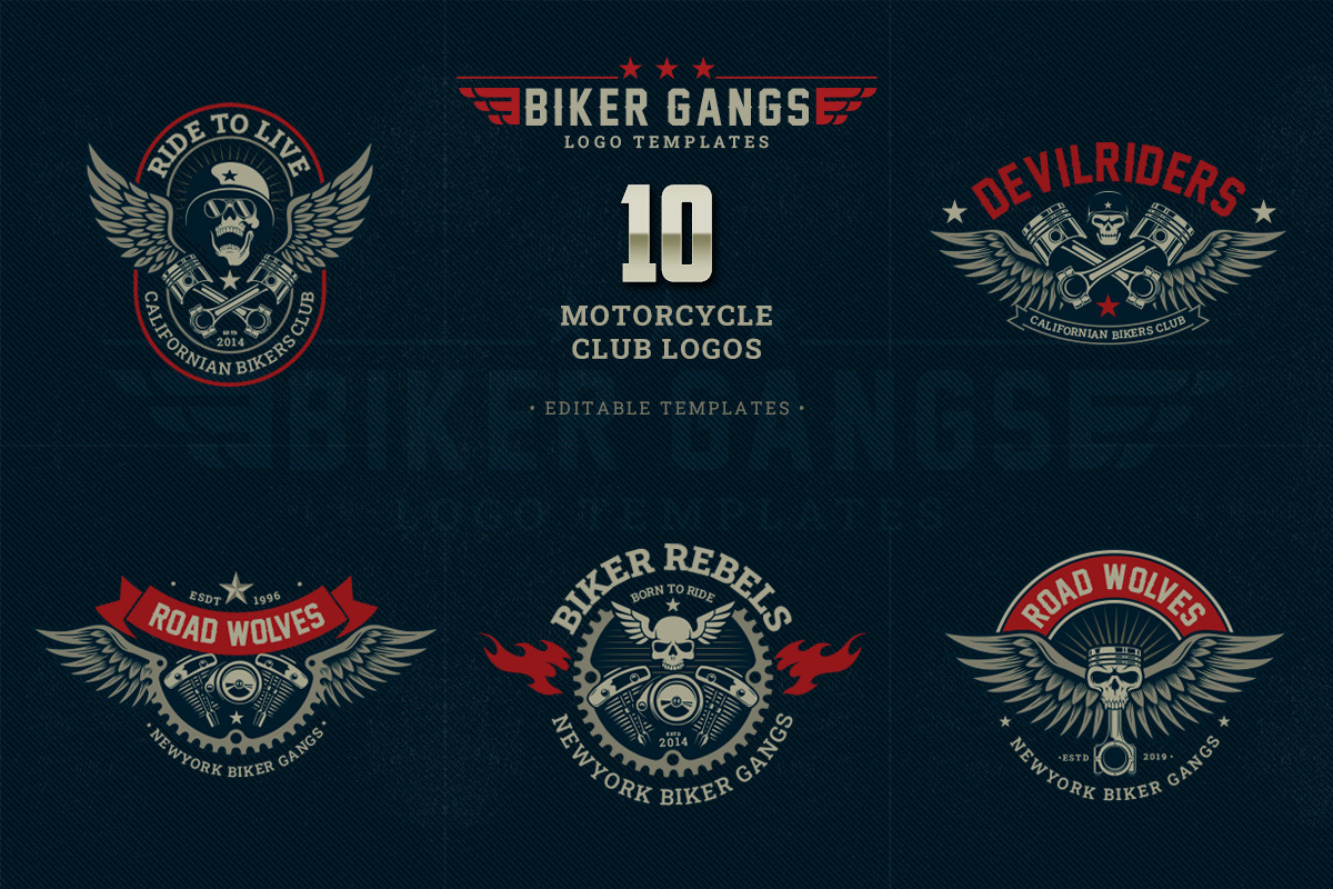 BIKER GANGS LOGO TEMPS., a Branding & Logo Template by g design (Photo 2 of 6)