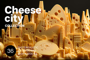 Cheese City. 36 images, a Food Illustration by Handmadefont