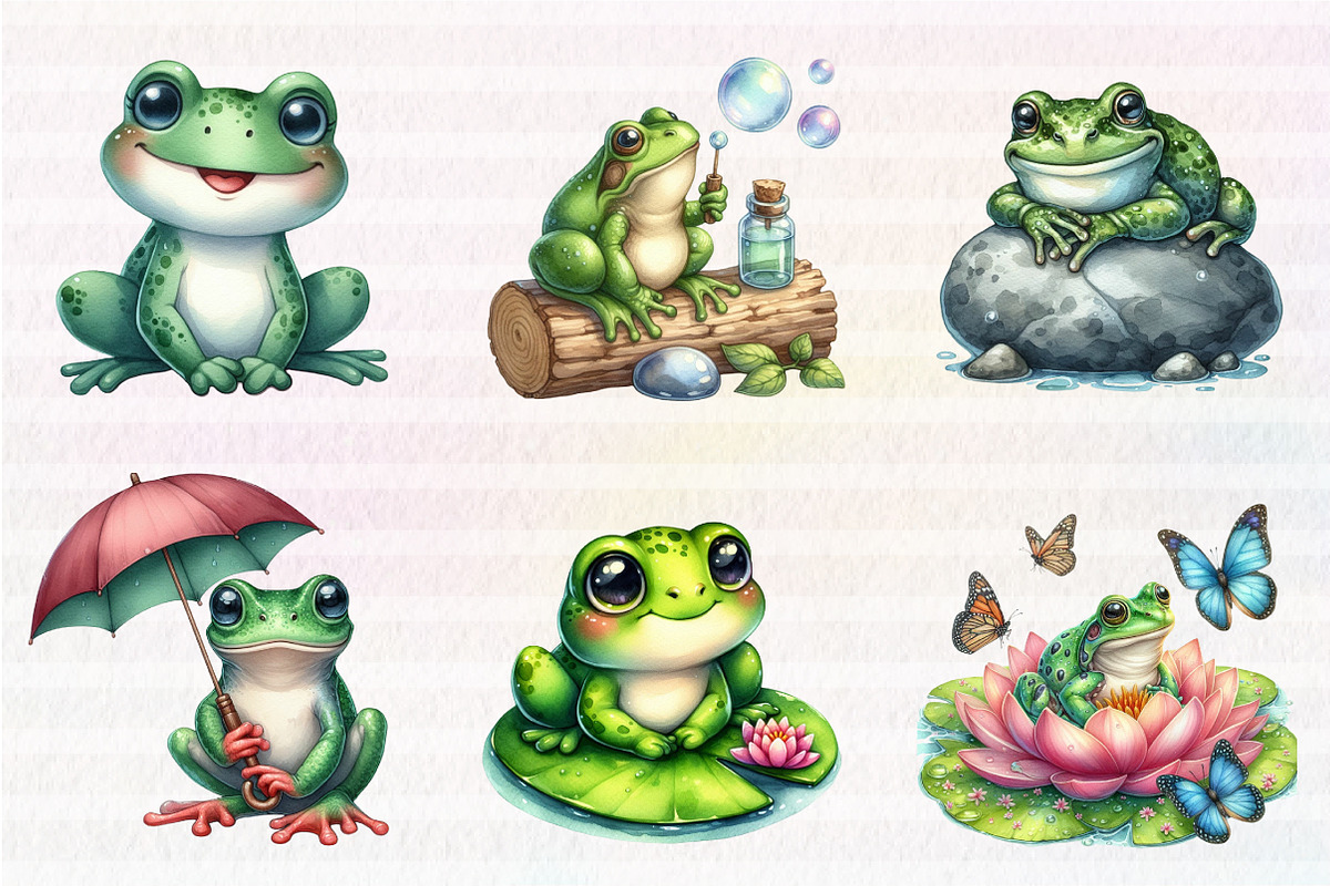Cute Frog Clipart, an Illustration by CreationArt (Photo 5 of 5)