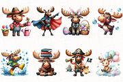 Cute Moose Sublimation Clipart, an Illustration by OK Design (Thumbnail 2 of 4)