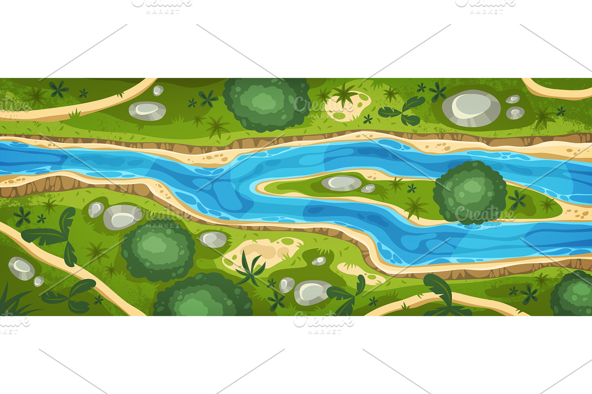 River top view vector illustration, an Object Illustration by Elegant ...
