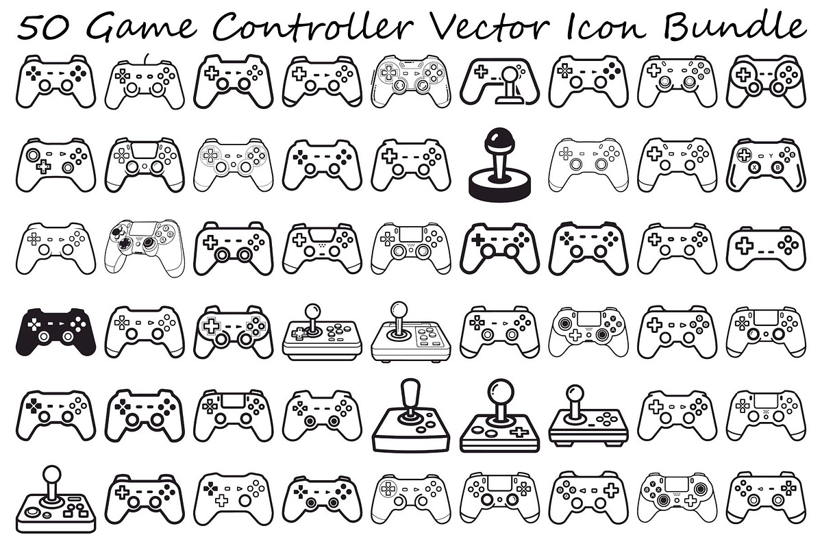Game Controller Vector Icon Bundle, an Illustration by musafir_fashion (Photo 1 of 51)