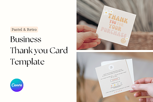 Retro Thank you card Canva template, a Flyer Template by Hellohastore