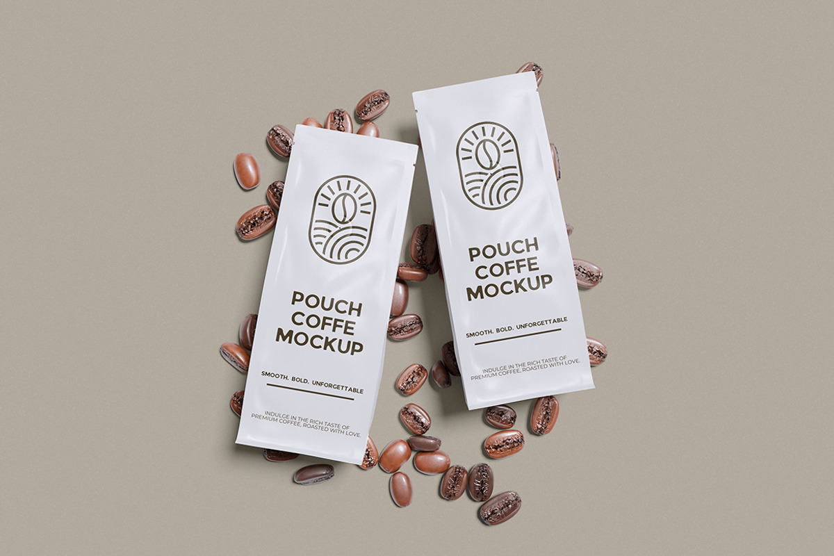 Coffe Pouch Mockup, a Packaging Mockup by Pikachudesign (Photo 2 of 5)