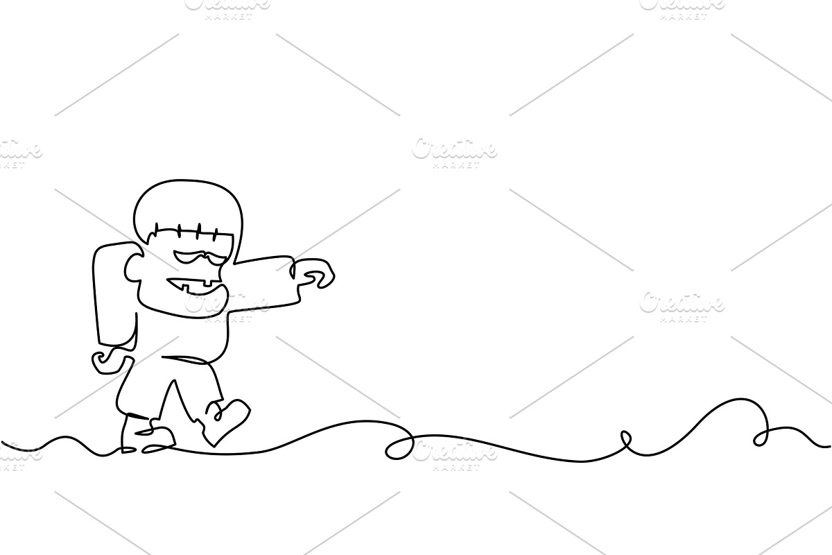 Frankenstein monster zombie walking, a Decorative Illustration by Valenty