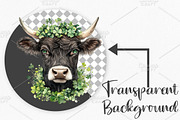 Watercolor St.Patrick's Cow Clipart, an Illustration by Canvas Craft (Thumbnail 2 of 6)