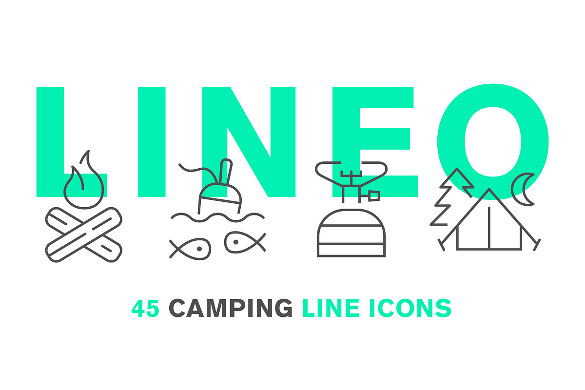 LINEO - 45 CAMPING ICONS, an Icon by sharpnose (Photo 1 of 6)