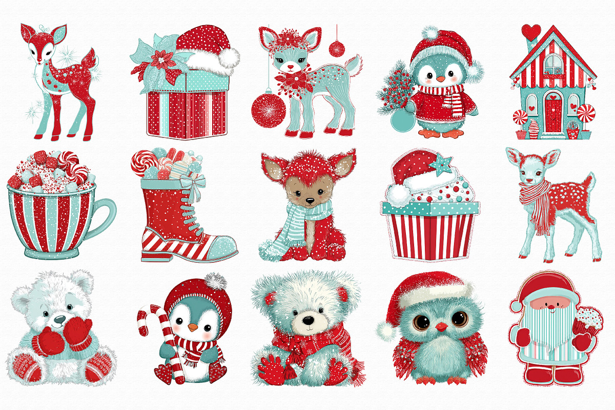 Cute Christmas Watercolor Clipart, an Illustration by Libby Wishes (Photo 5 of 7)