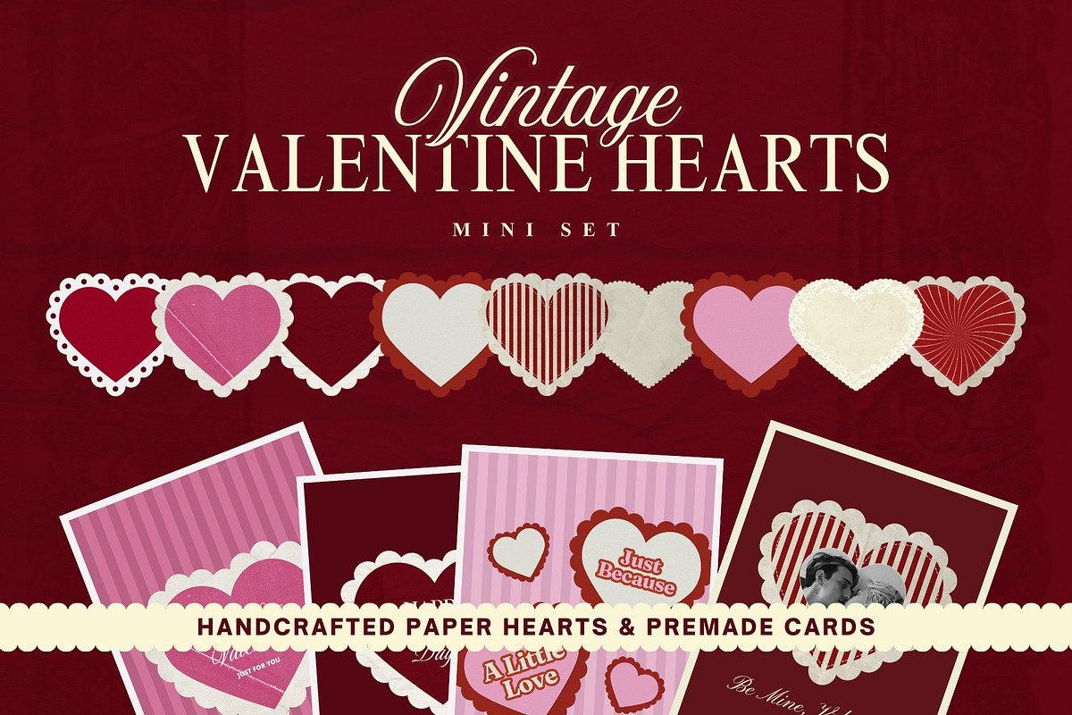 Vintage Valentine Hearts Mini Set, an Object Graphic by Design Alchemy Studio (Photo 1 of 6)