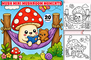 Mush Mini Mushroom Moments Coloring, an Education Illustration by Design Zone
