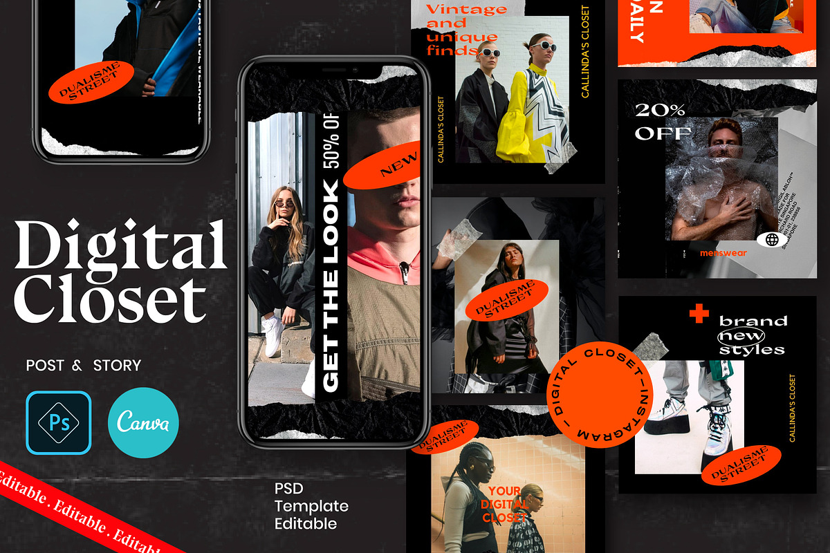 Digital Closet-PS & CANVA Instagram, a Social Media Template by Dirtytemp Studio (Photo 1 of 6)