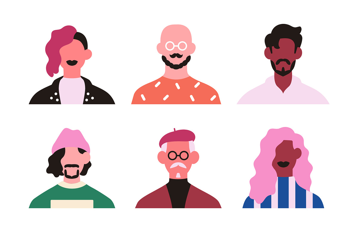 People face avatars, portraits set, a Person Illustration by Good Studio (Photo 4 of 7)