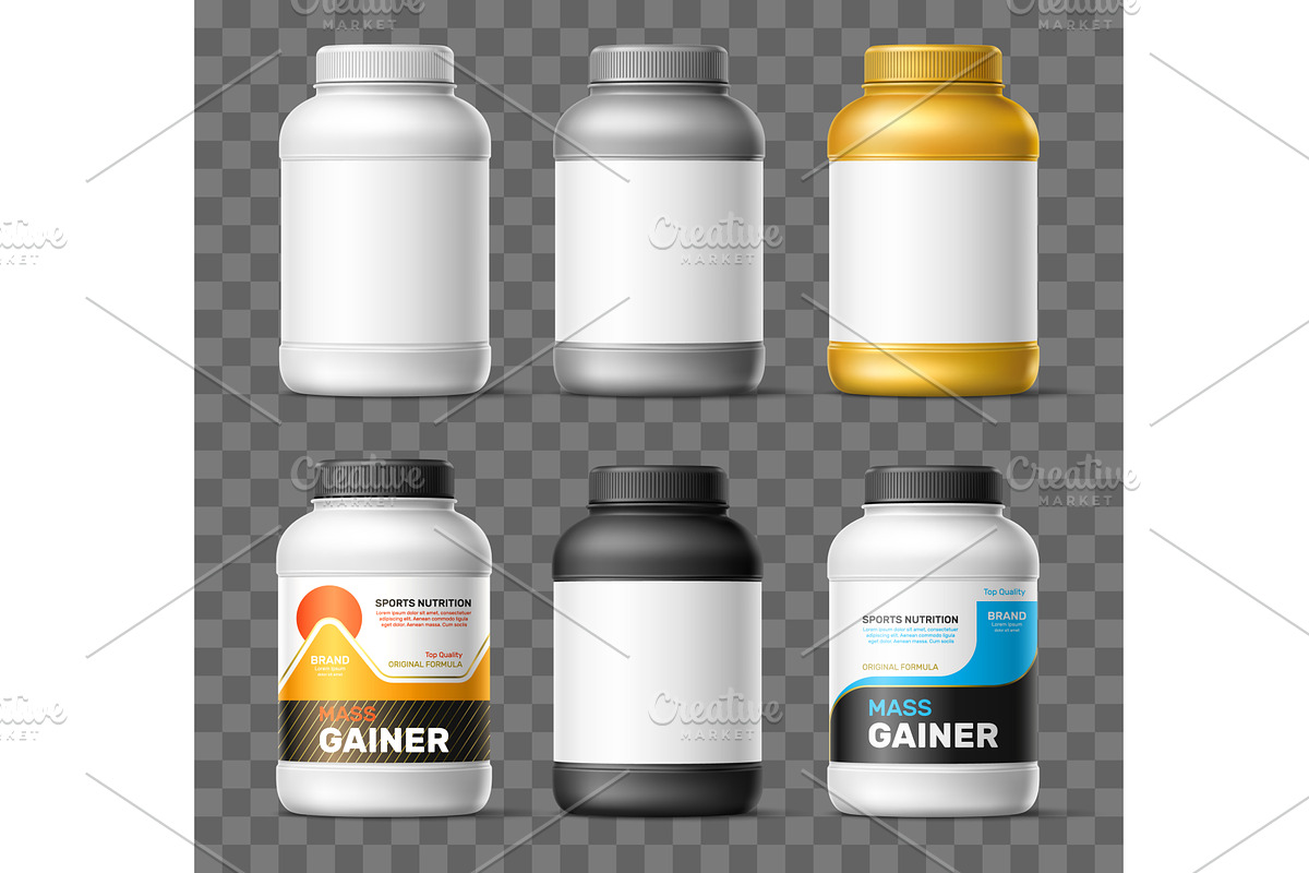 Packaging mockups for protein, an Object Illustration by Vectorbuum