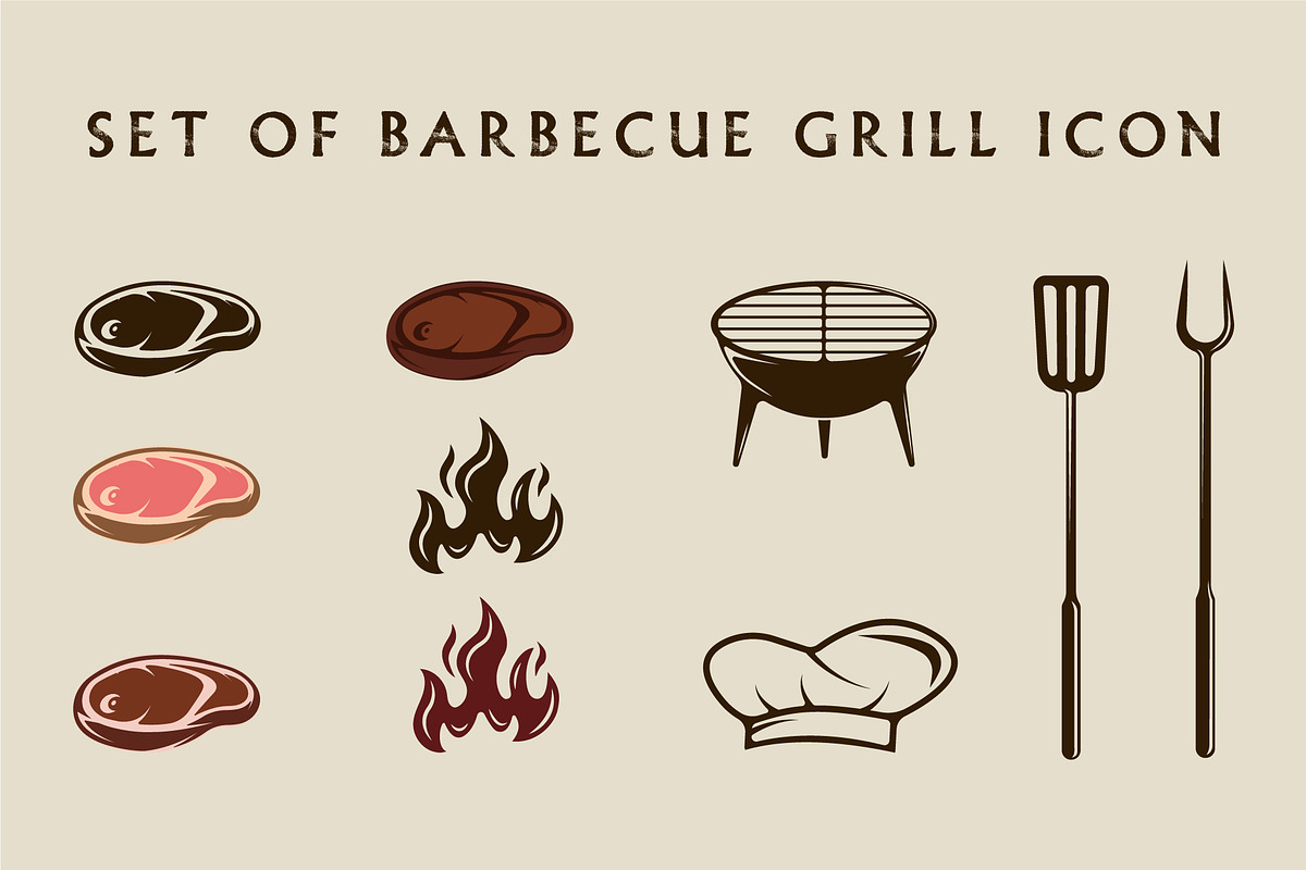 set of isolated barbecue icon vector, a Branding & Logo Template by zyxroun shop