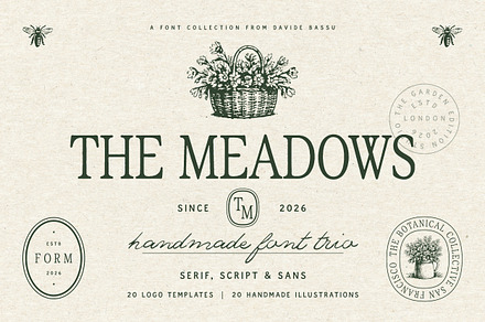 The Meadows - Font Trio & Extra, a Handwritten Font by Davide Bassu
