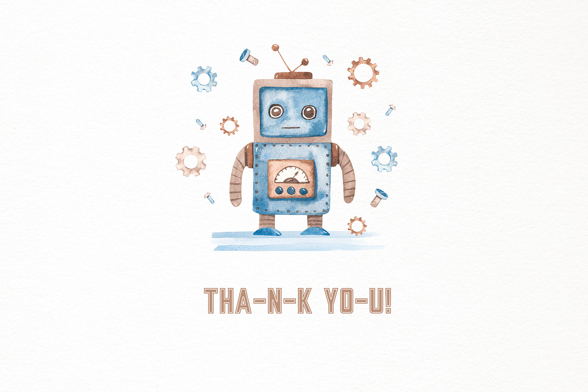 Robots watercolor collection, an Animal Illustration by Marina Ermakova (Photo 10 of 10)