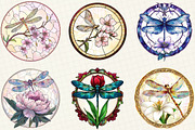 Dragonfly Stained Glass Clipart, an Illustration by OK Design (Thumbnail 4 of 5)