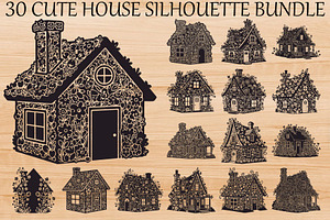 Cute House Silhouette Bundle, an Illustration by Designs_River