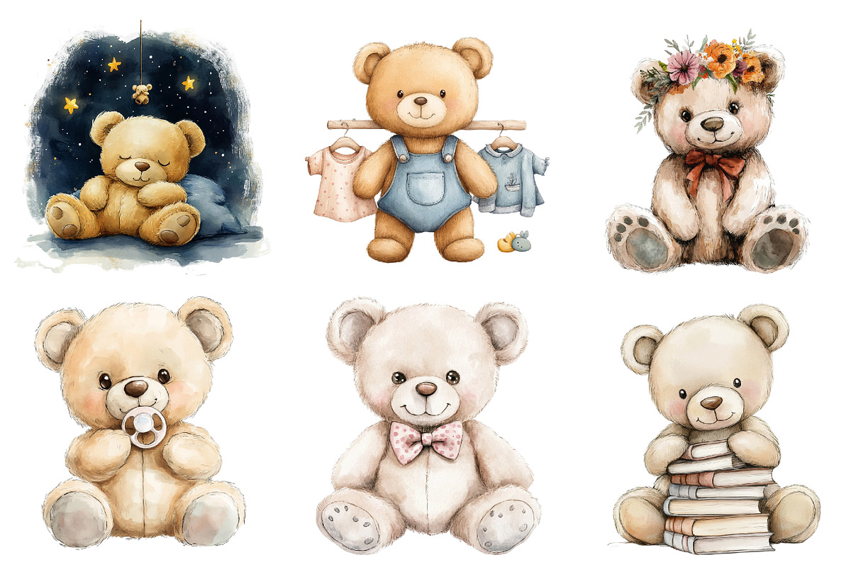 Watercolor Beige Teddy Bear Nursery, an Illustration by Watercolor design (Photo 5 of 5)