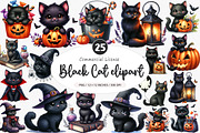Watercolor Black Cat Halloween PNG, an Illustration by SinaCreation (Thumbnail 1 of 5)
