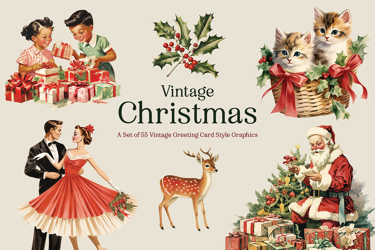 Vintage Christmas Graphics, an Object Graphic by GraphicsByKassy (Photo 1 of 12)