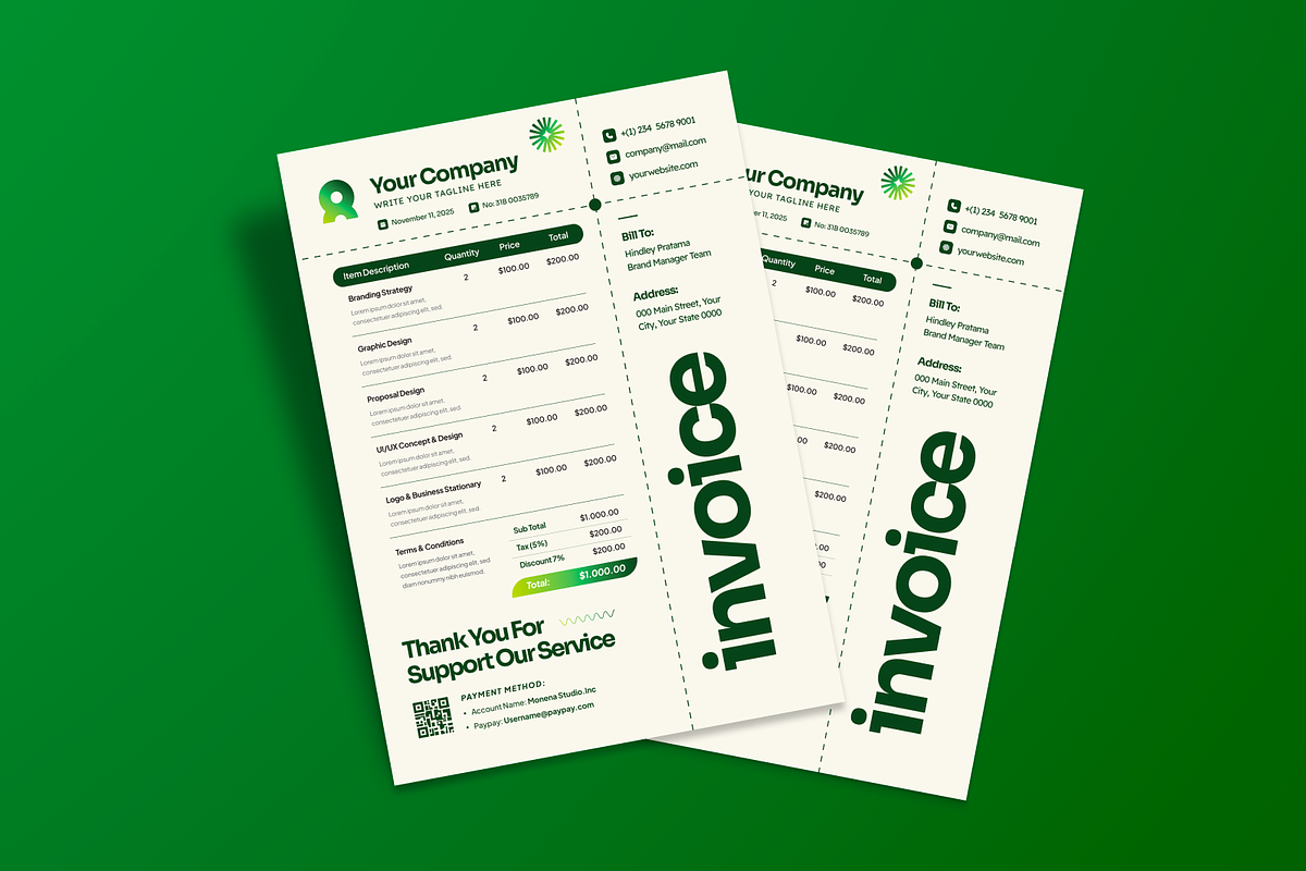 Simple Billing Invoice, a Stationery Template by MMPixelCraft (Photo 4 of 6)