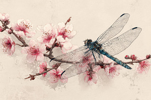 Dragonfly on cherry bloom, a Photo by Beautiful things