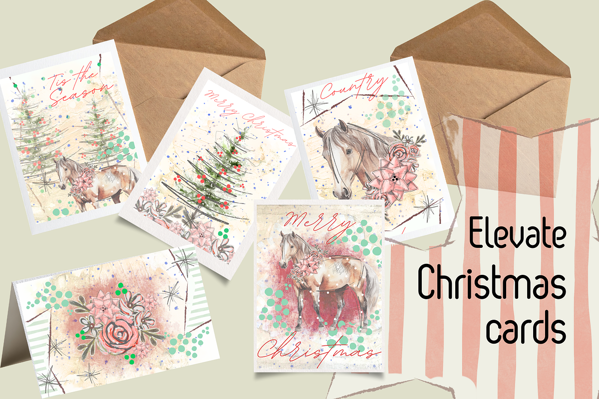Christmas horse illustrations, an Object Graphic by Grandma's Lore (Photo 4 of 12)