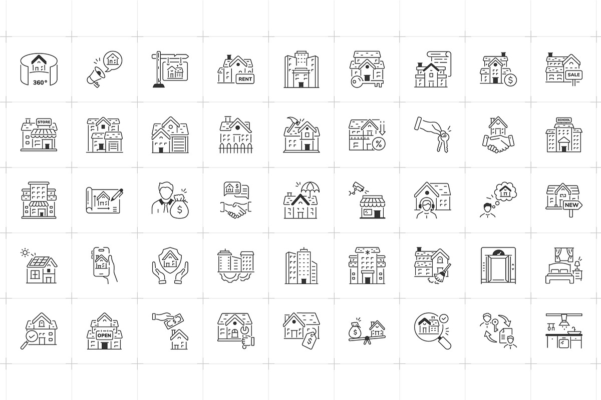 Real Estate and Apartment Icons, an Outline Icon by Prosymbols (Photo 4 of 5)