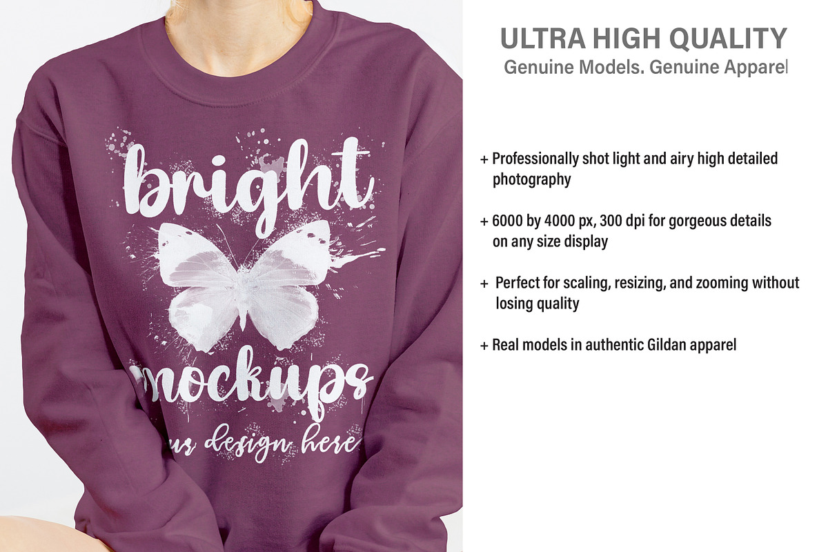 Gildan 18000 Sweatshirt Mock Up, a Print Template by BrightMockups (Photo 3 of 3)