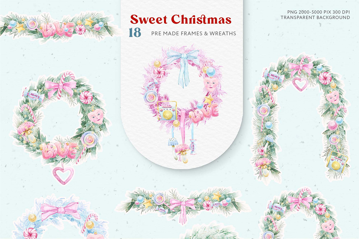 Sweet Christmas Watercolor Clipart, a Seasonal Illustration by Cat In Colour (Photo 4 of 8)