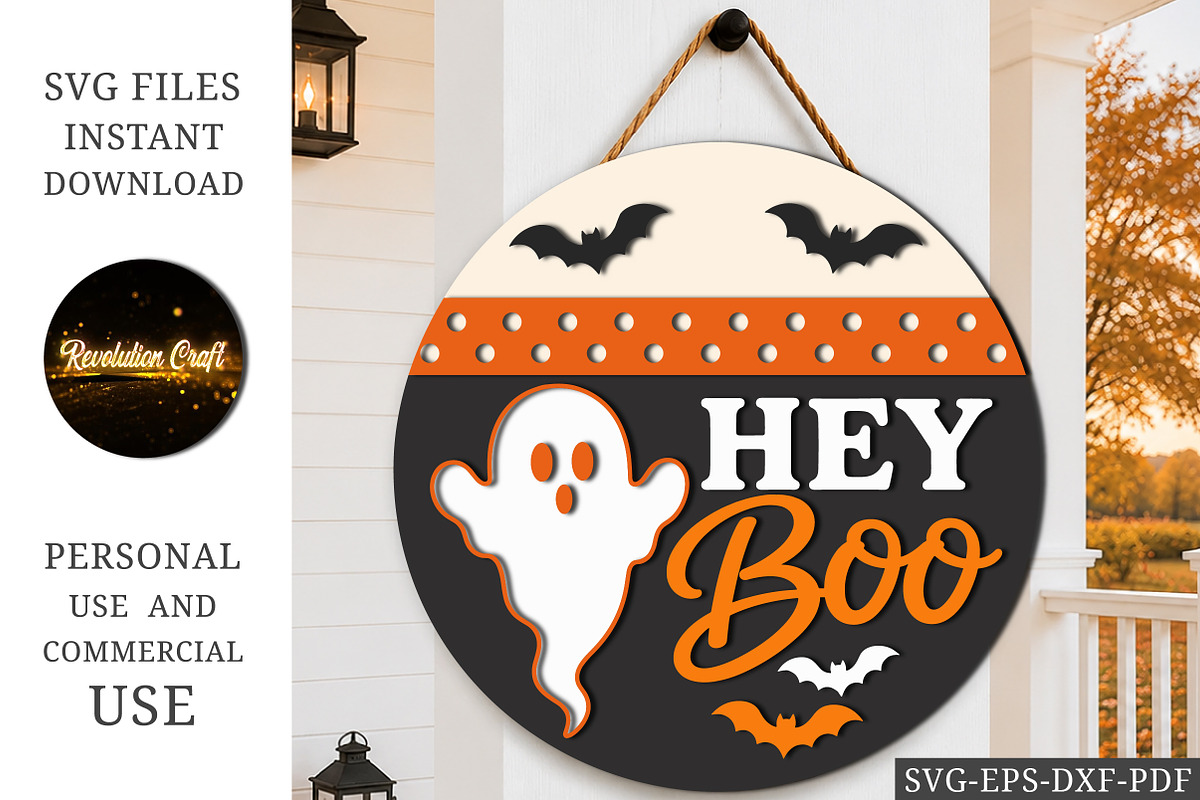Hey Boo Ghost Halloween Laser Cut, an Object Graphic by OK Design (Photo 1 of 3)