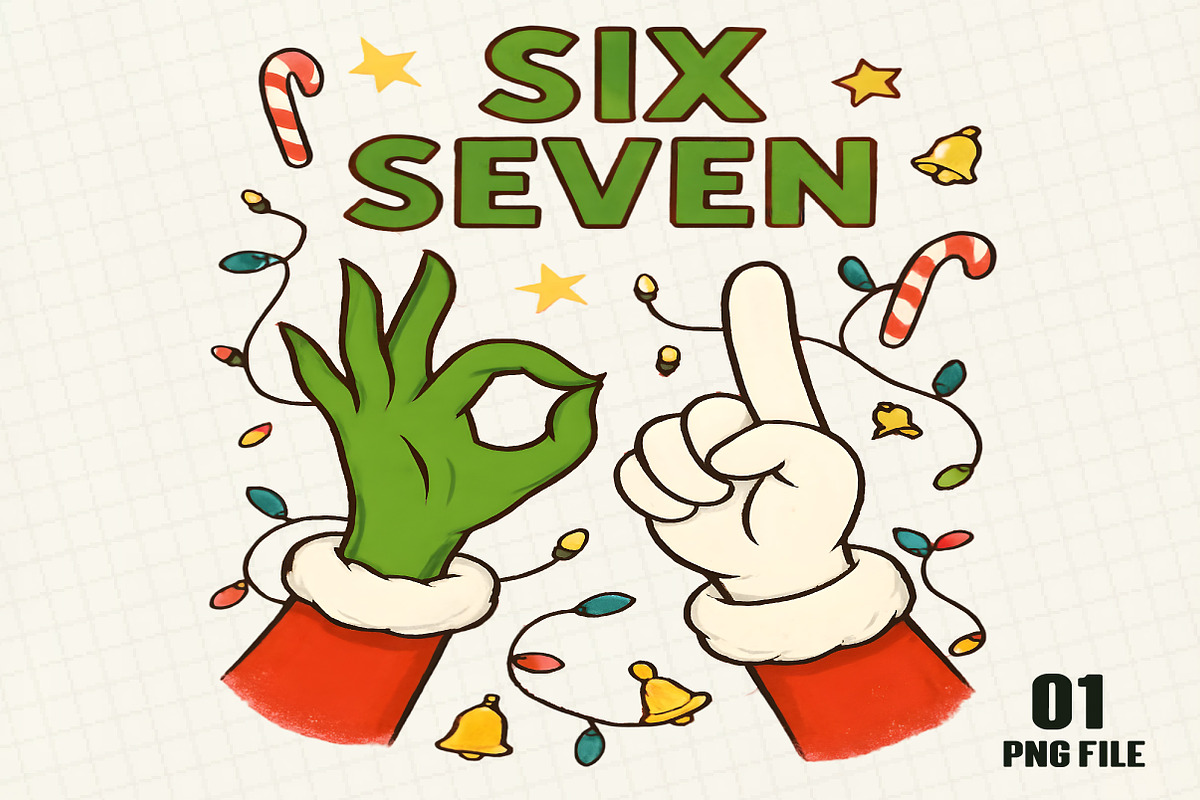Six Seven Meme Funny Christmas, an Illustration by DreamCafeArt (Photo 1 of 4)