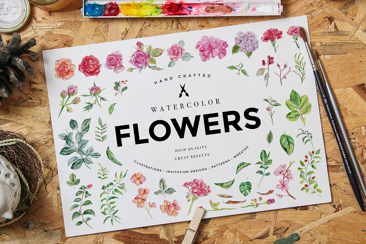 Watercolor Flowers Pack Vol 1, an Illustration by emine (Photo 1 of 7)
