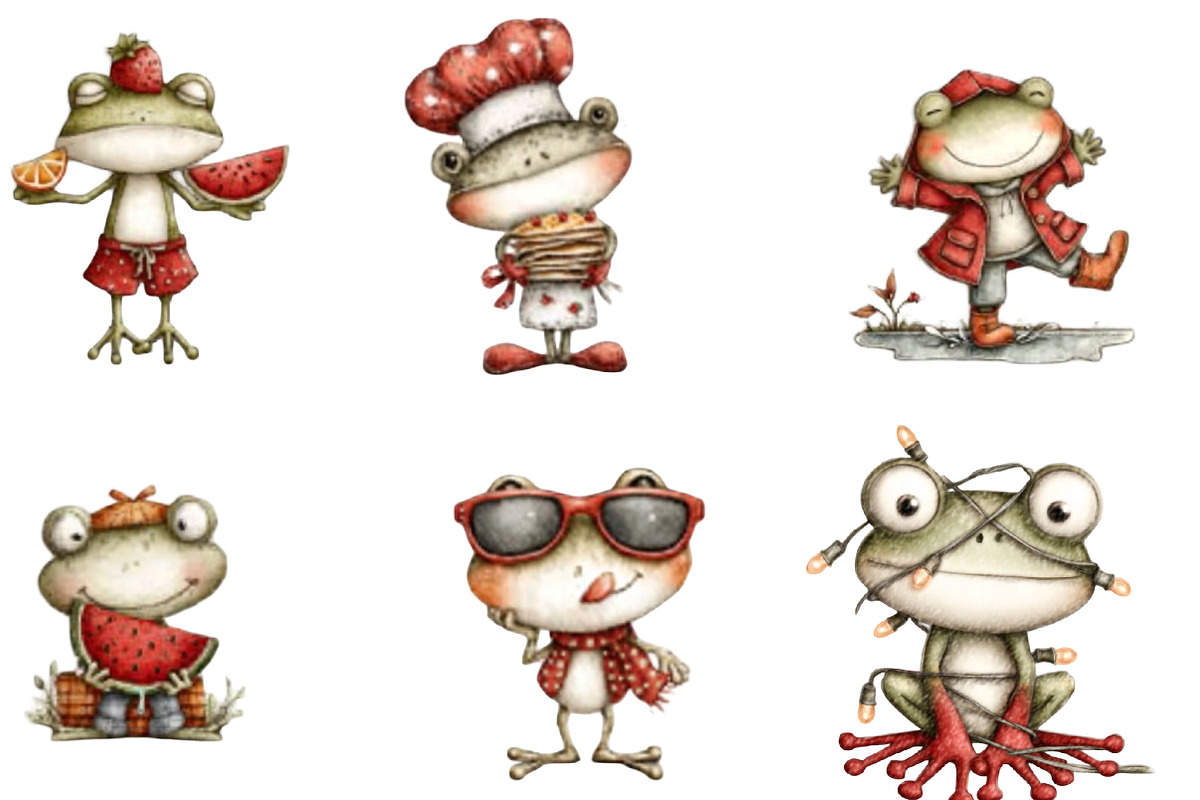 Watercolor Funny Frog Clipart, a Seasonal Illustration by Designking (Photo 3 of 5)