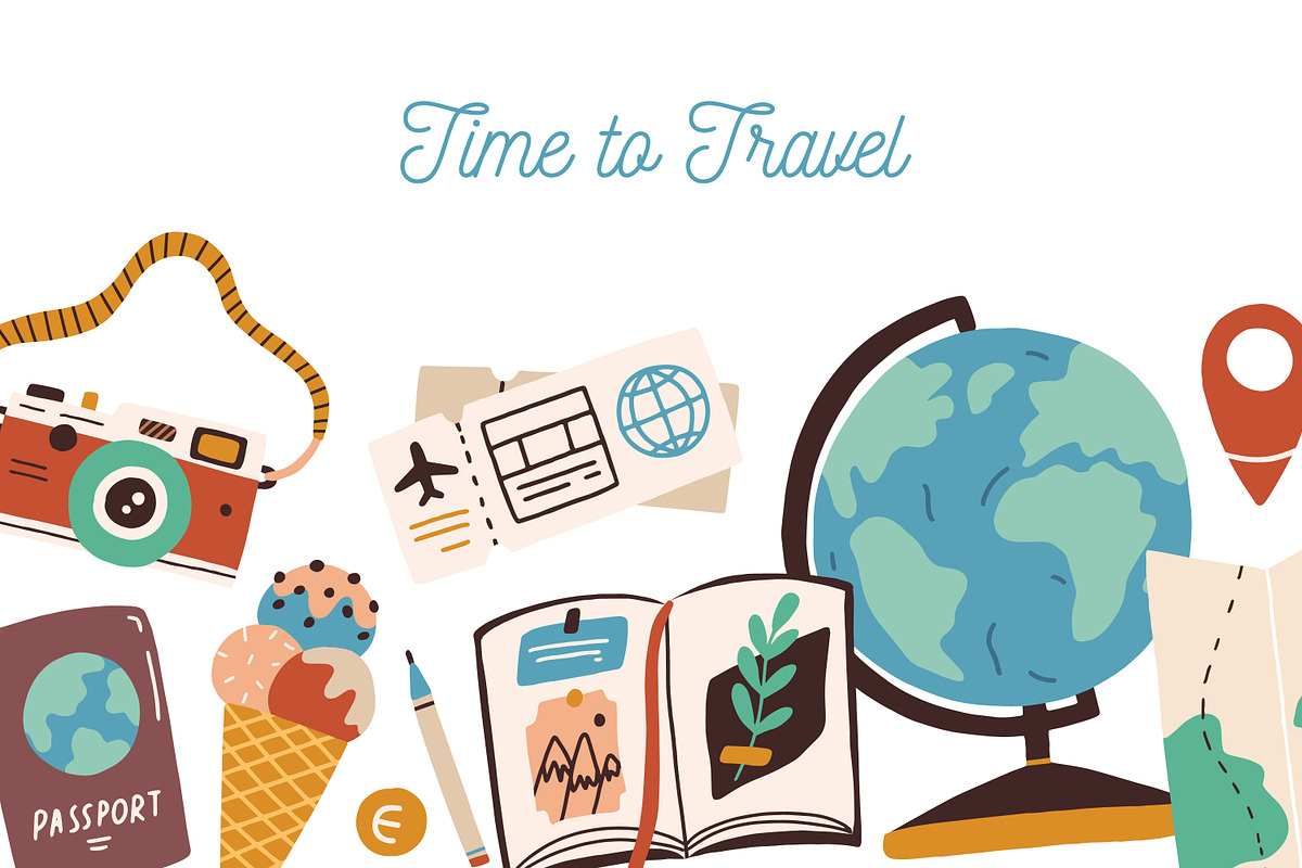 Time to travel banner background, an Object Illustration by Good Studio (Photo 1 of 3)