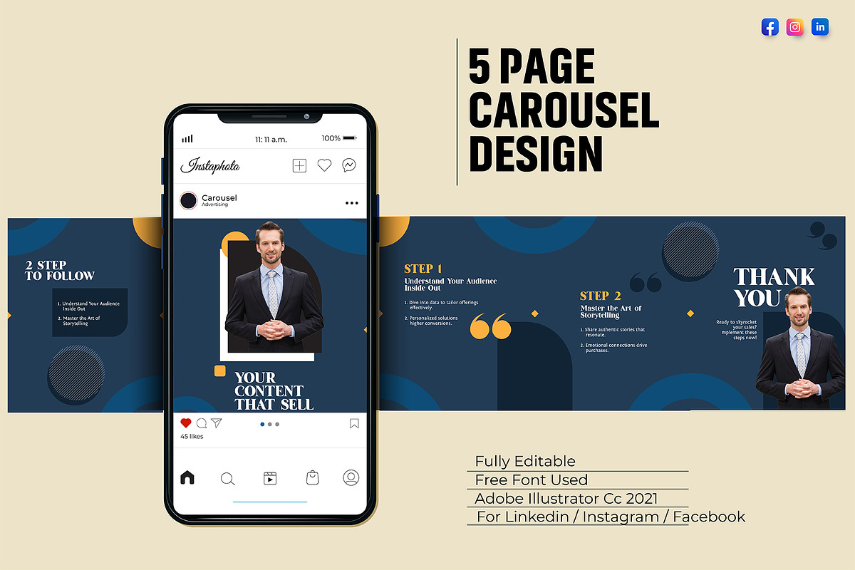 LinkedIn/Instagram Carousel Kits, a Social Media Template by Sharifull11 (Photo 1 of 2)