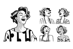 Laughing young women halftone vector, an Object Illustration by Onyx