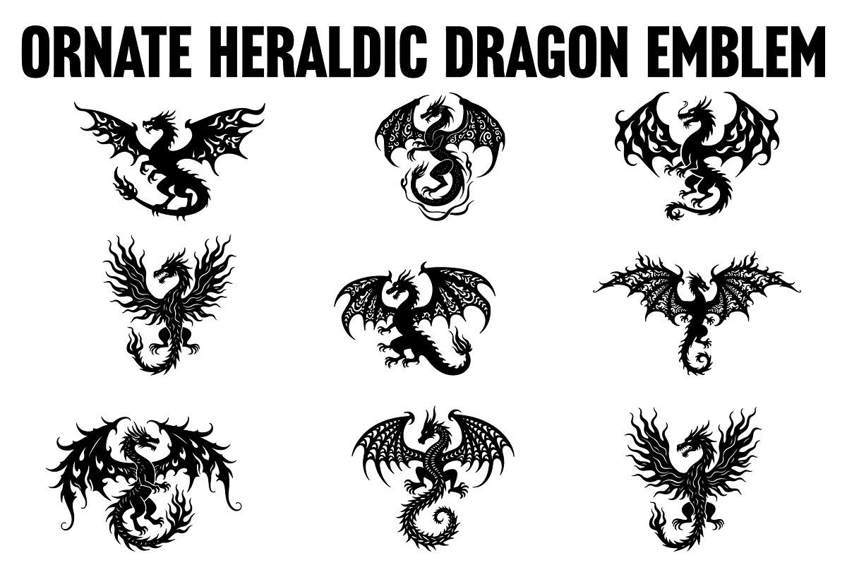 Fierce Black Dragon Emblem Bundle, an Illustration by Designs_River (Photo 1 of 9)
