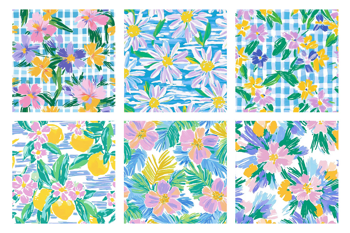 Summer Floral Digital Papers, a Pattern Graphic by SinaCreation (Photo 2 of 5)