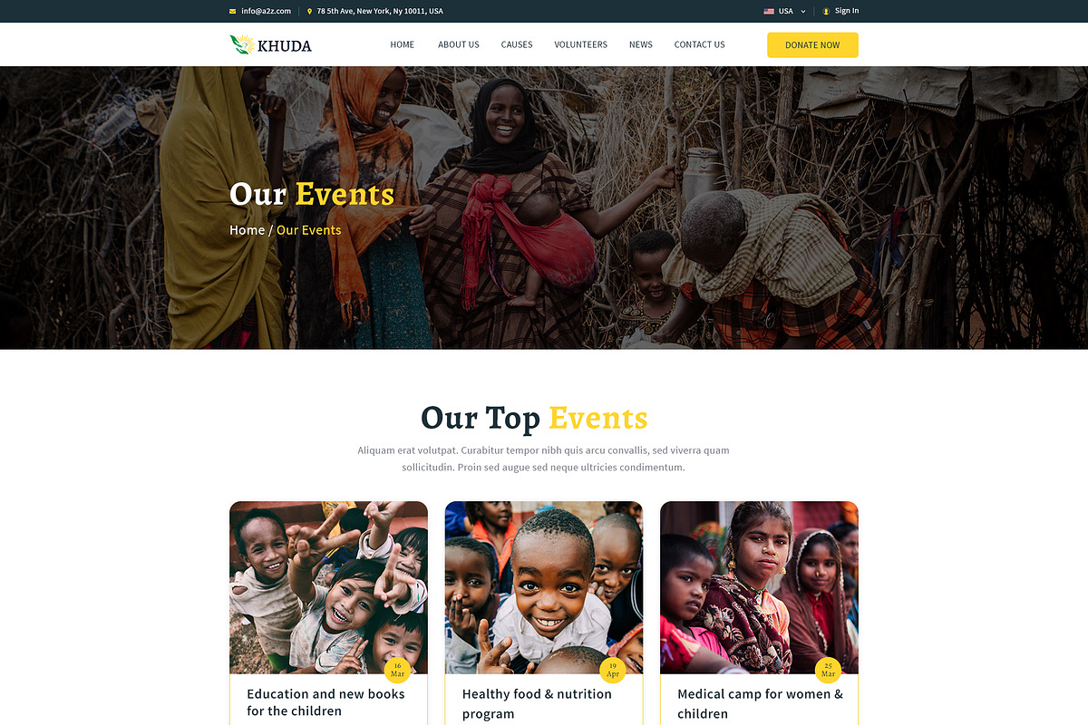 KHUDA Non-Profit PSD Template, a Landing Page Template by Andit themes (Photo 8 of 15)