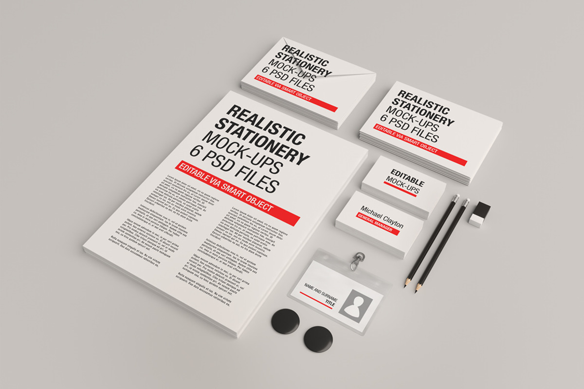 Realistic Stationery Mockup, a Product Mockup by aykutfiliz (Photo 1 of 8)