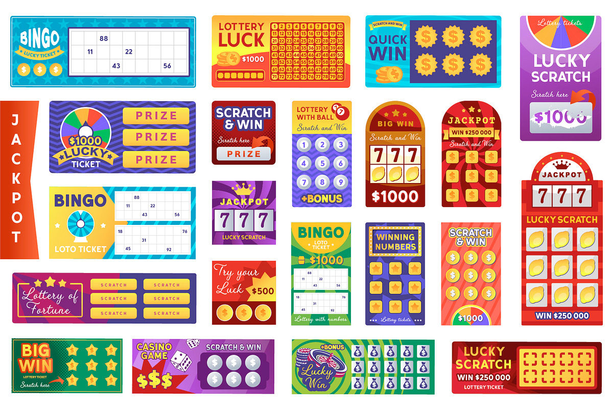 Lucky Lottery Ticket Vector Set, an Object Graphic by Lettering_Logo