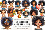 Cute Juneteenth Afro Girl Clipart, an Illustration by CreationArt (Thumbnail 1 of 9)