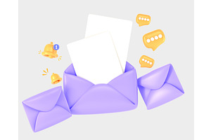 3D Email Letters With White Paper