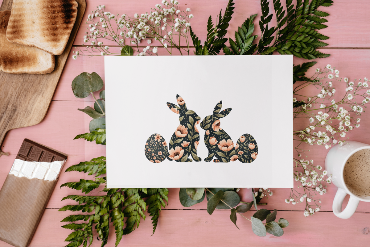 Floral Easter Bunny PNG Clipart., an Illustration by KennedyStudio (Photo 5 of 5)